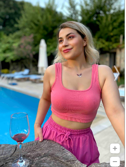 Pink Crop Top Bluz