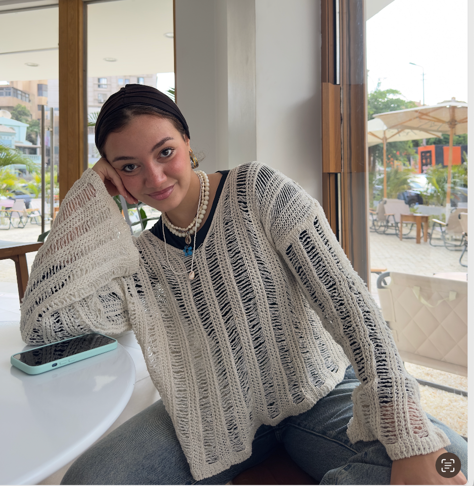White V-Neck Knitwear Blouse
