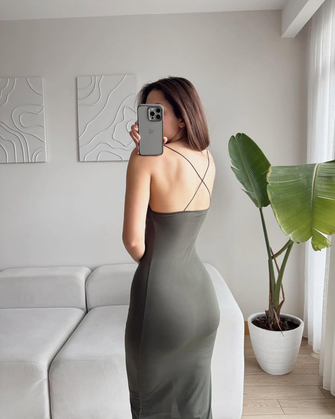 olive sleeveless dress