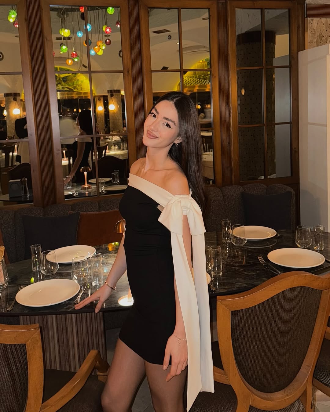 Black Bow Detail Mini Dress