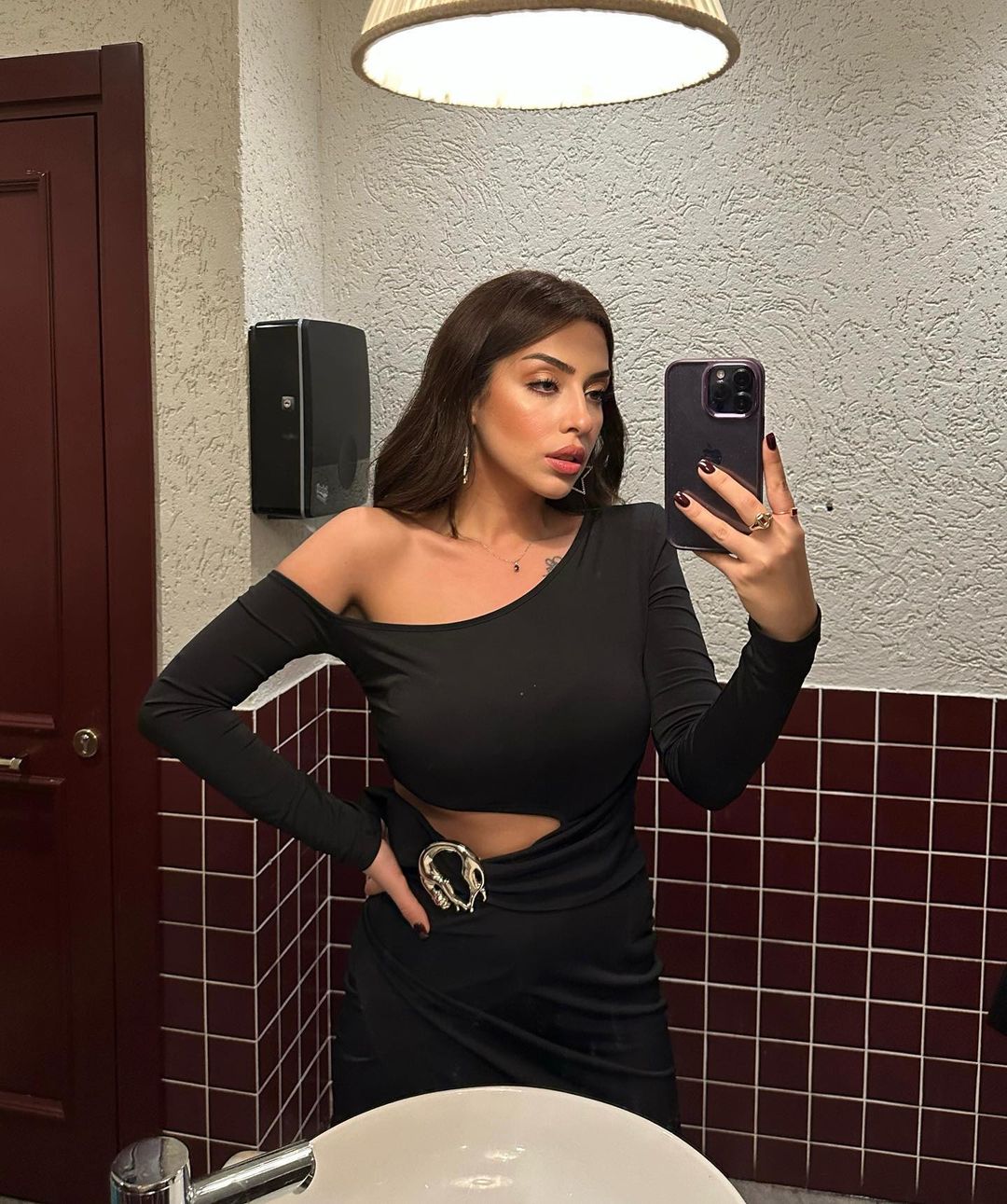 Black One Shoulder Accessory Detailed Dress