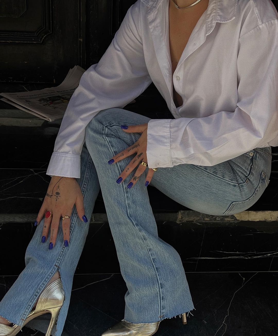 light blue criss cross jeans