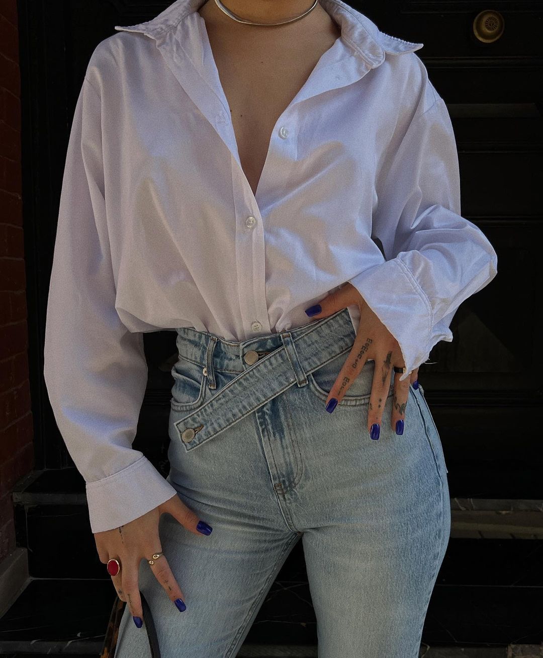 light blue criss cross jeans