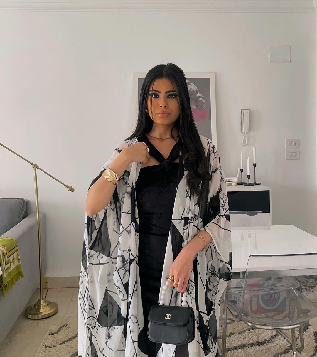 black and white kimono