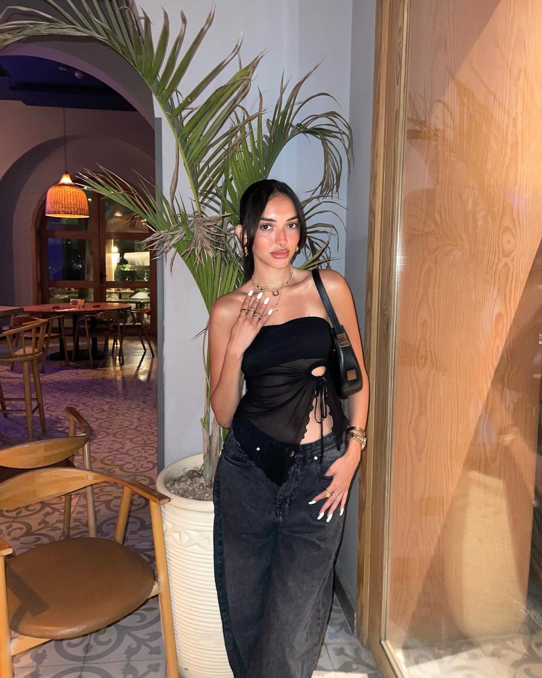 Black Crop Strapless Tulle Blouse