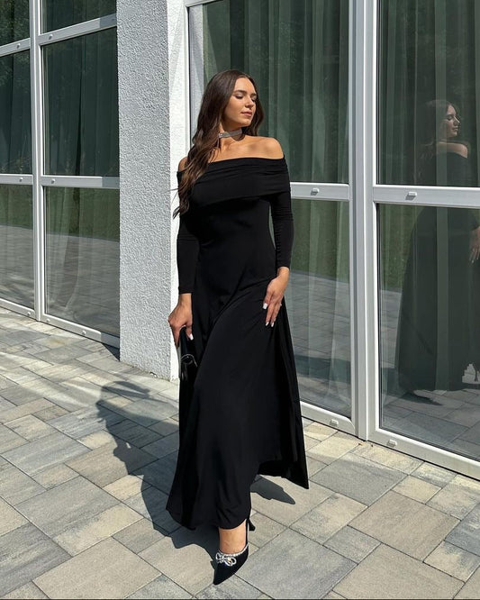 Black Long Sleeve Basic Dress