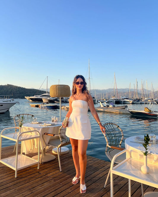 White Belinda Strapless Mini Dress