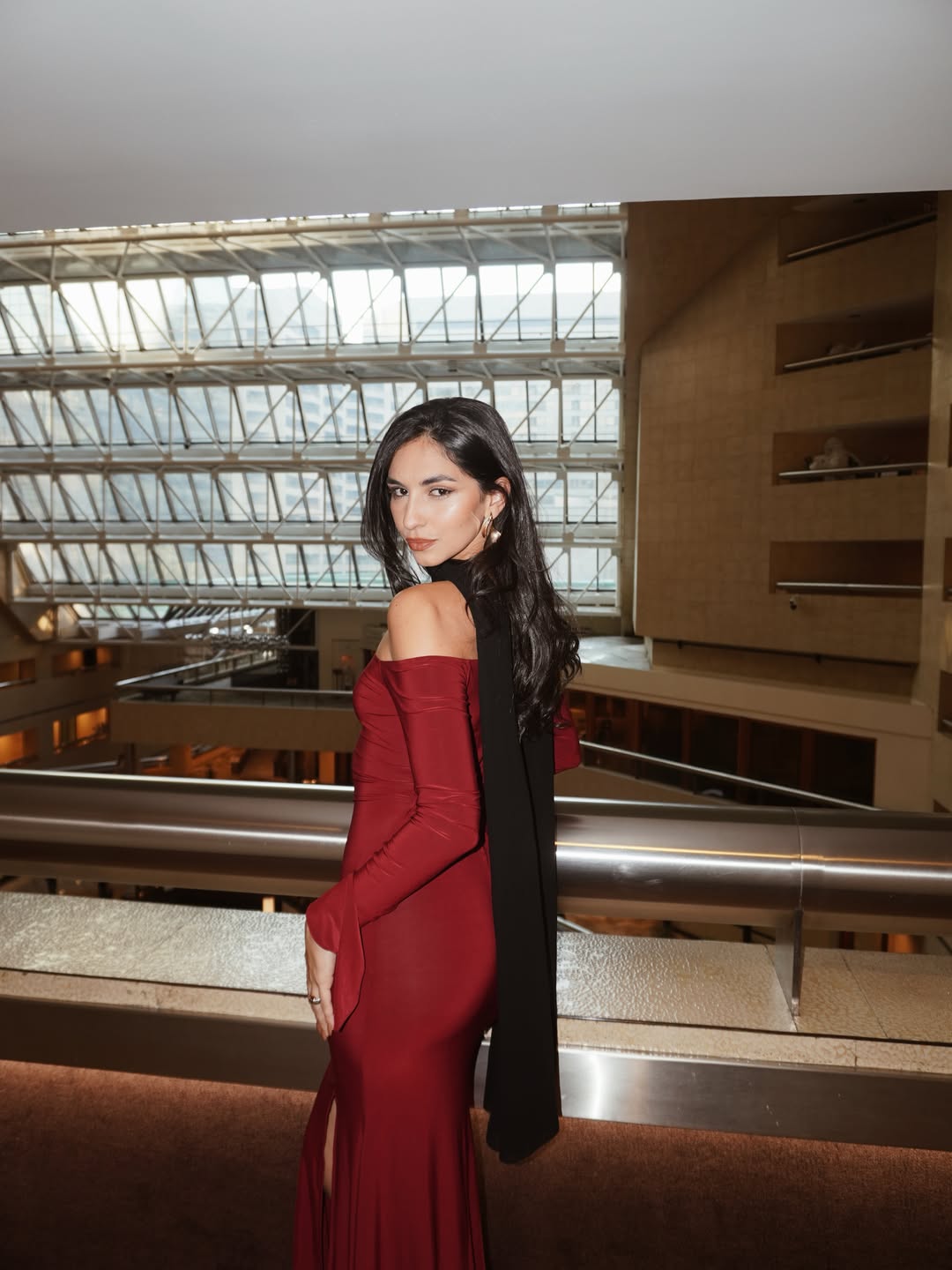 Burgundy long Sleeve Spanish Slit Dress
