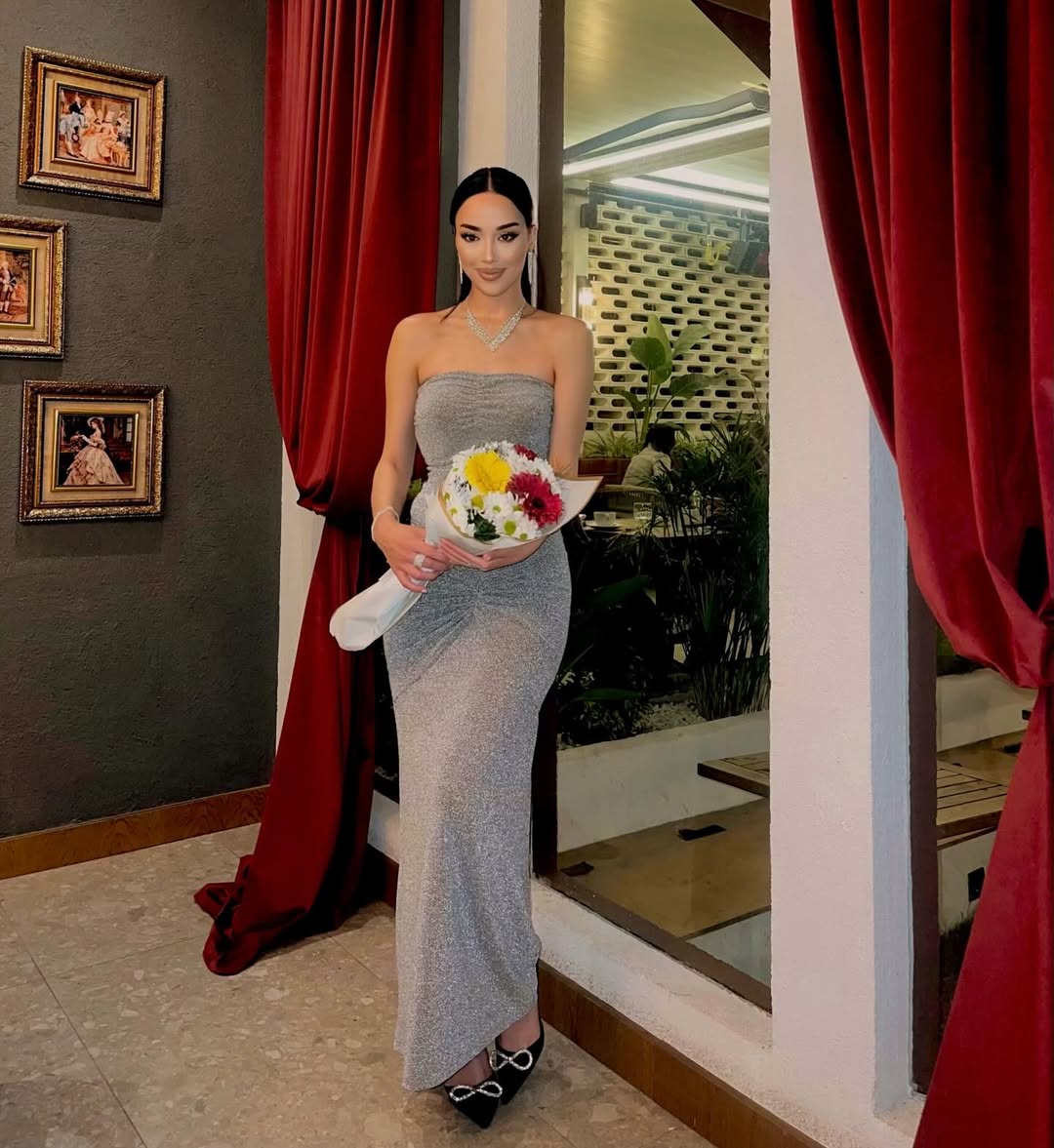 Gray Dianora Strapless Dress