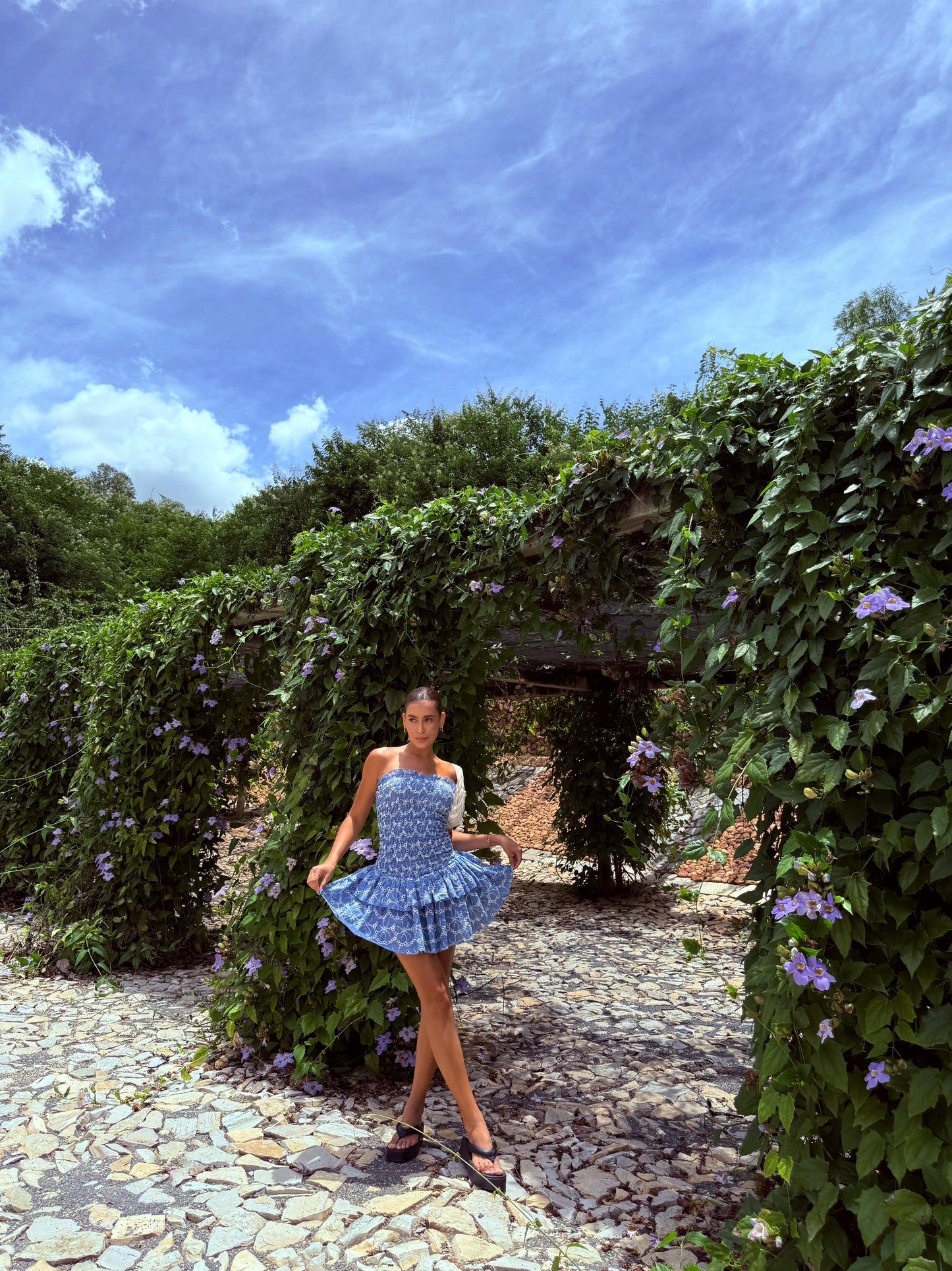 Blue Darcy Frill Dress