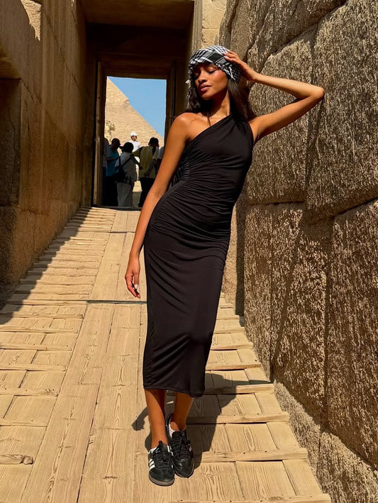 Black one shoulder dress