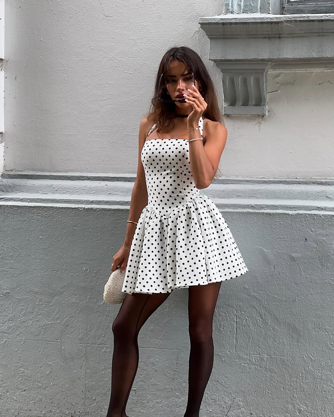 White DIGITAL SCUBA FABRIC DRESS