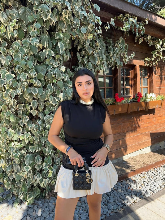 Black Two-Tone Basic Dress