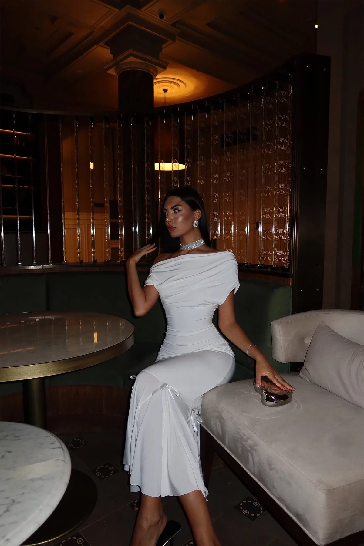 White Basic Ruffle Detail Dress