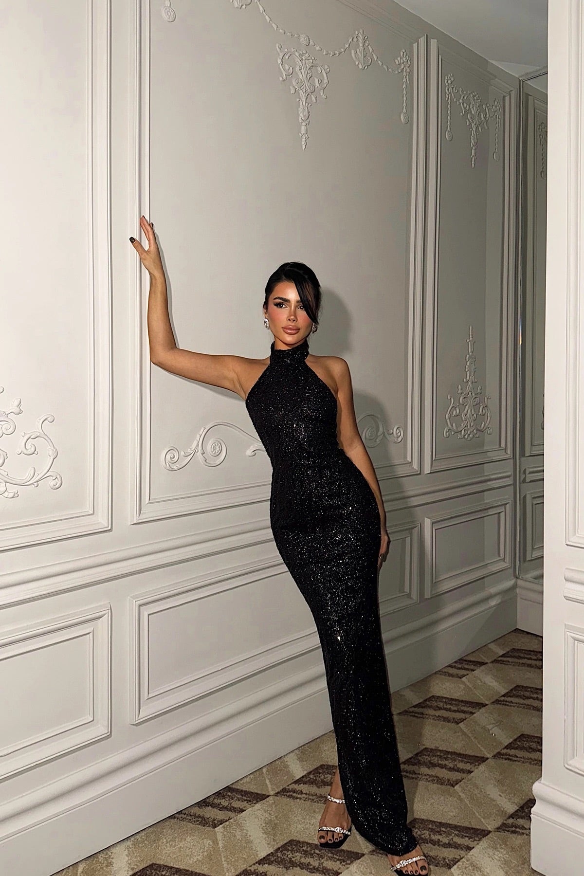 Black Shion Sequined Dress