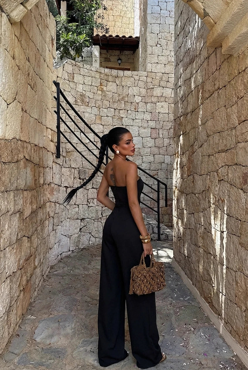 Black Strapless Jumpsuit