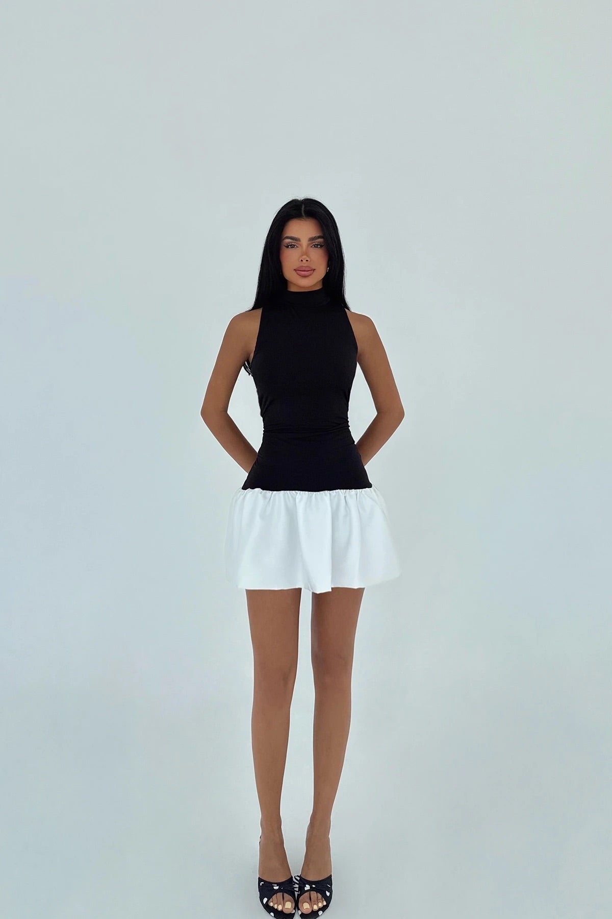 Black Two-Tone Basic Dress
