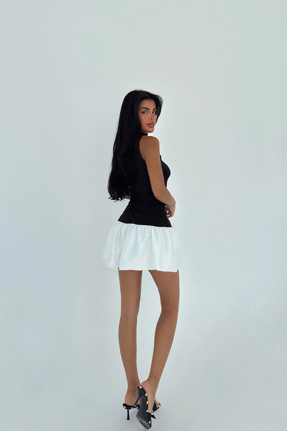Black Two-Tone Basic Dress
