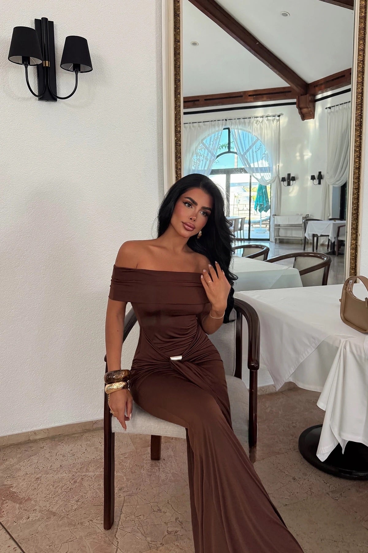 Brown Allayia Long Dress