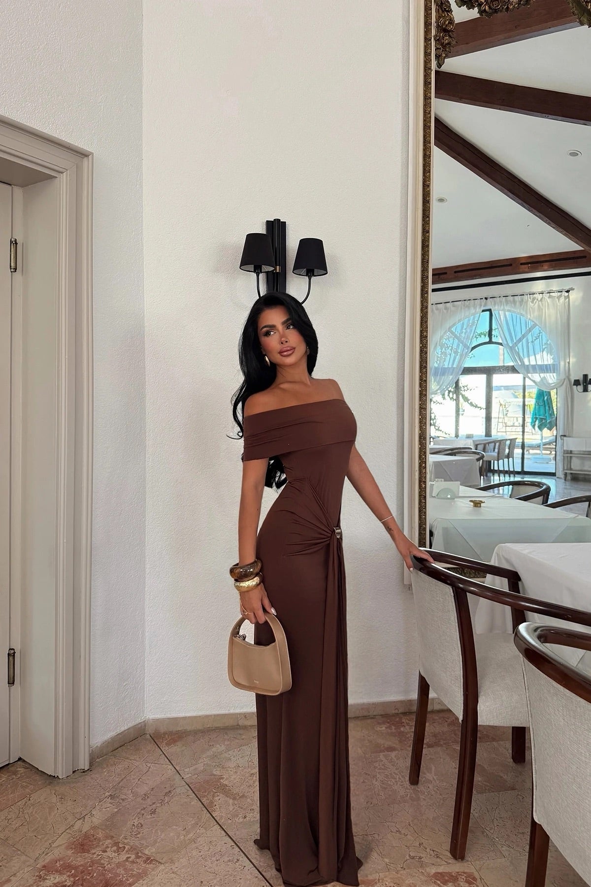 Brown Allayia Long Dress