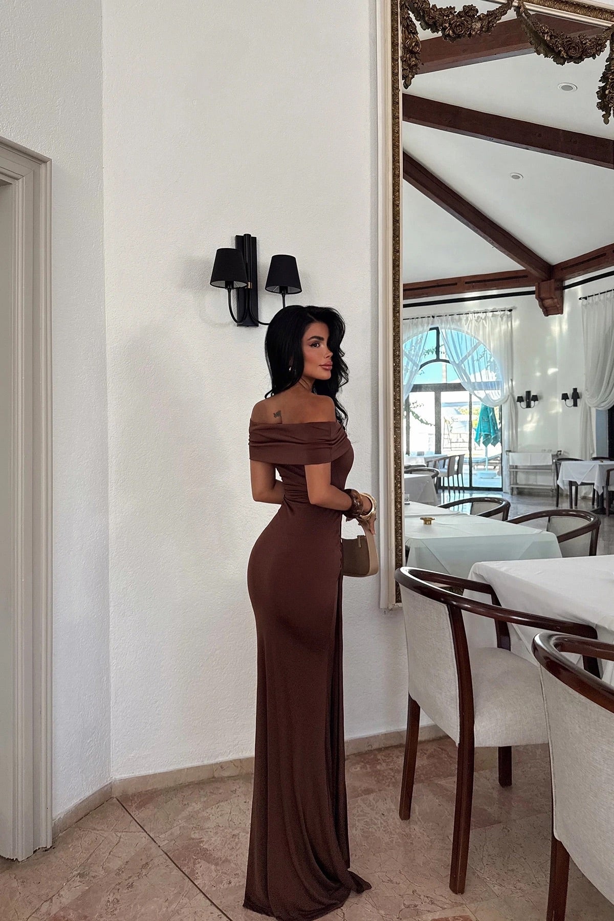 Brown Allayia Long Dress