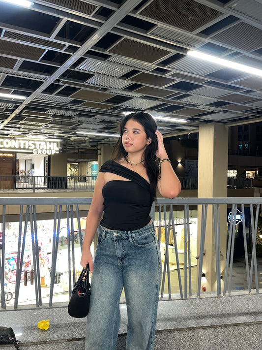 Black one shoulder top