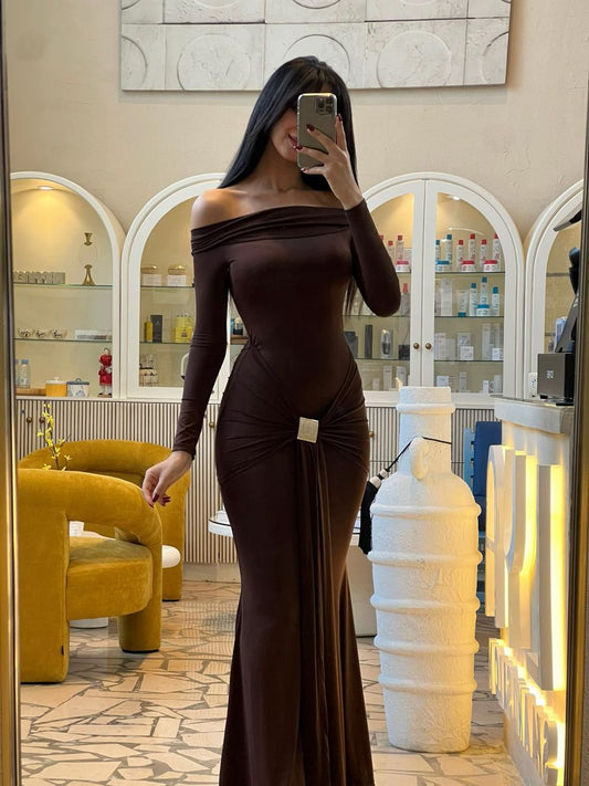 dark Brown Long Sleeve Dress