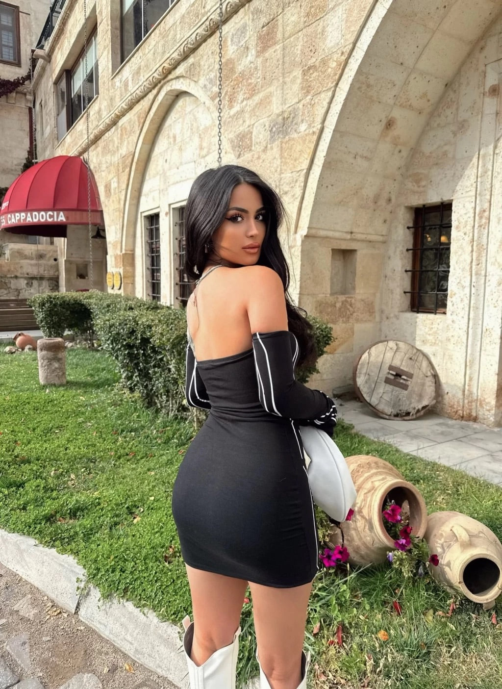 Printed Off-Shoulder Bodycon Mini Dress