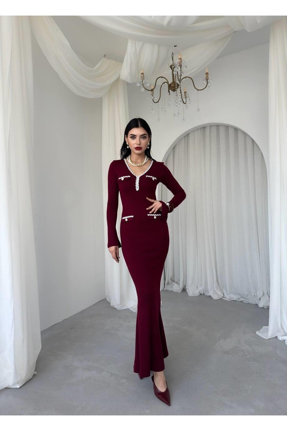 burgundy Dida Midi Dress
