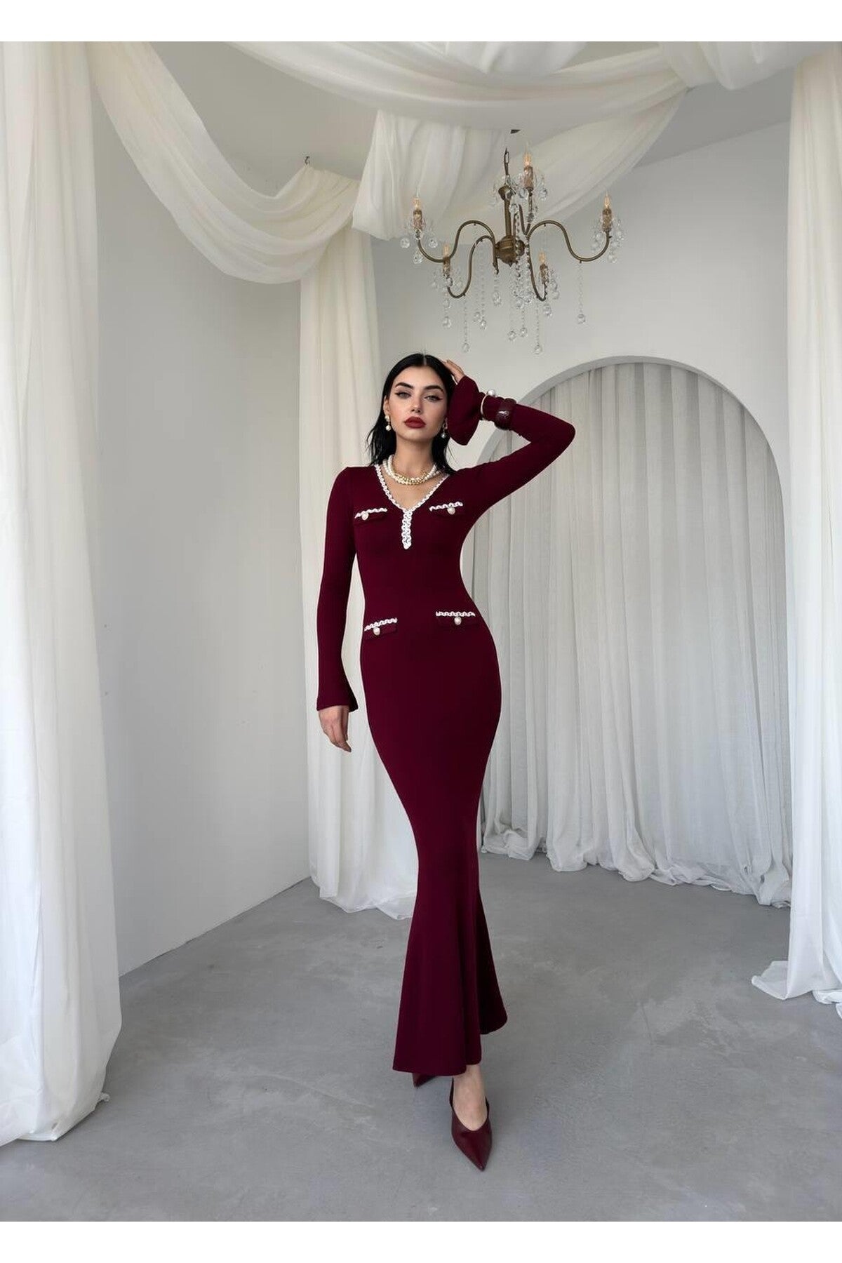 burgundy Dida Midi Dress