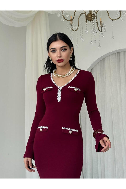 burgundy Dida Midi Dress