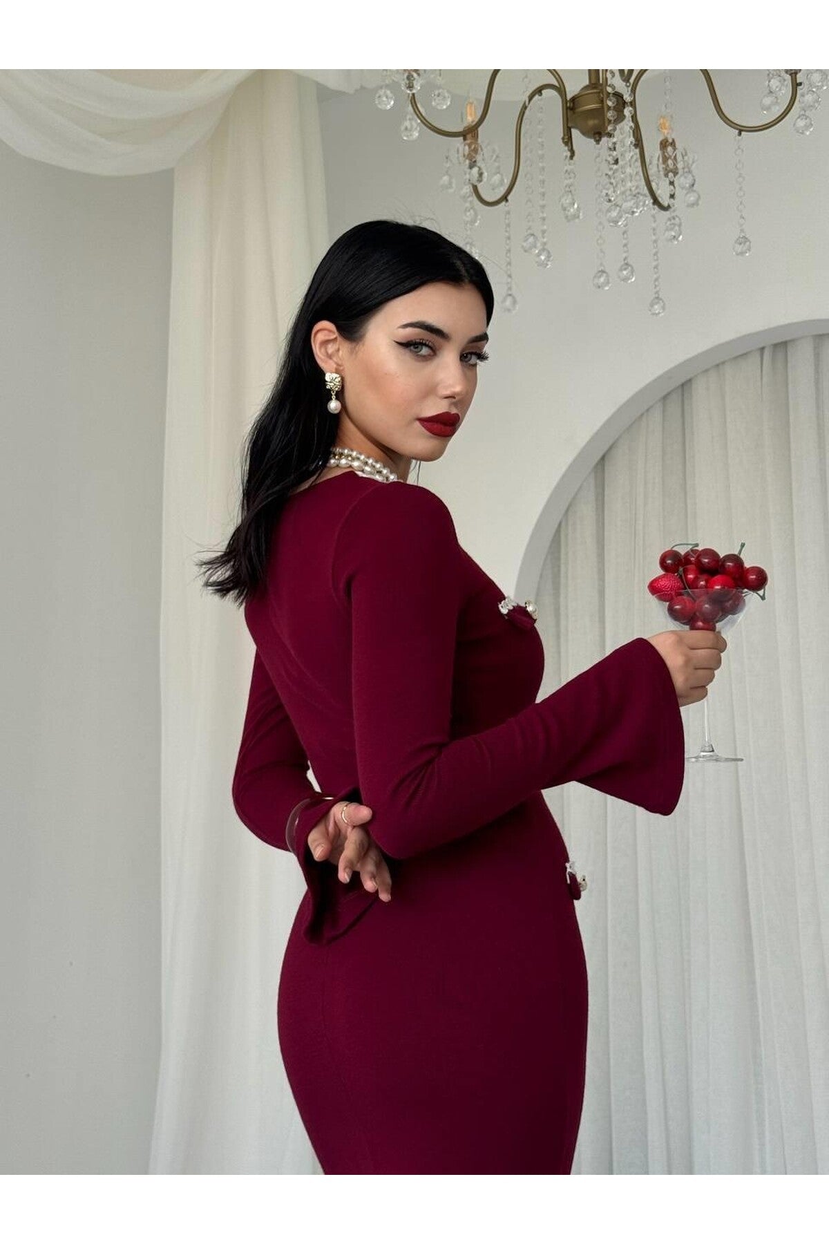 burgundy Dida Midi Dress