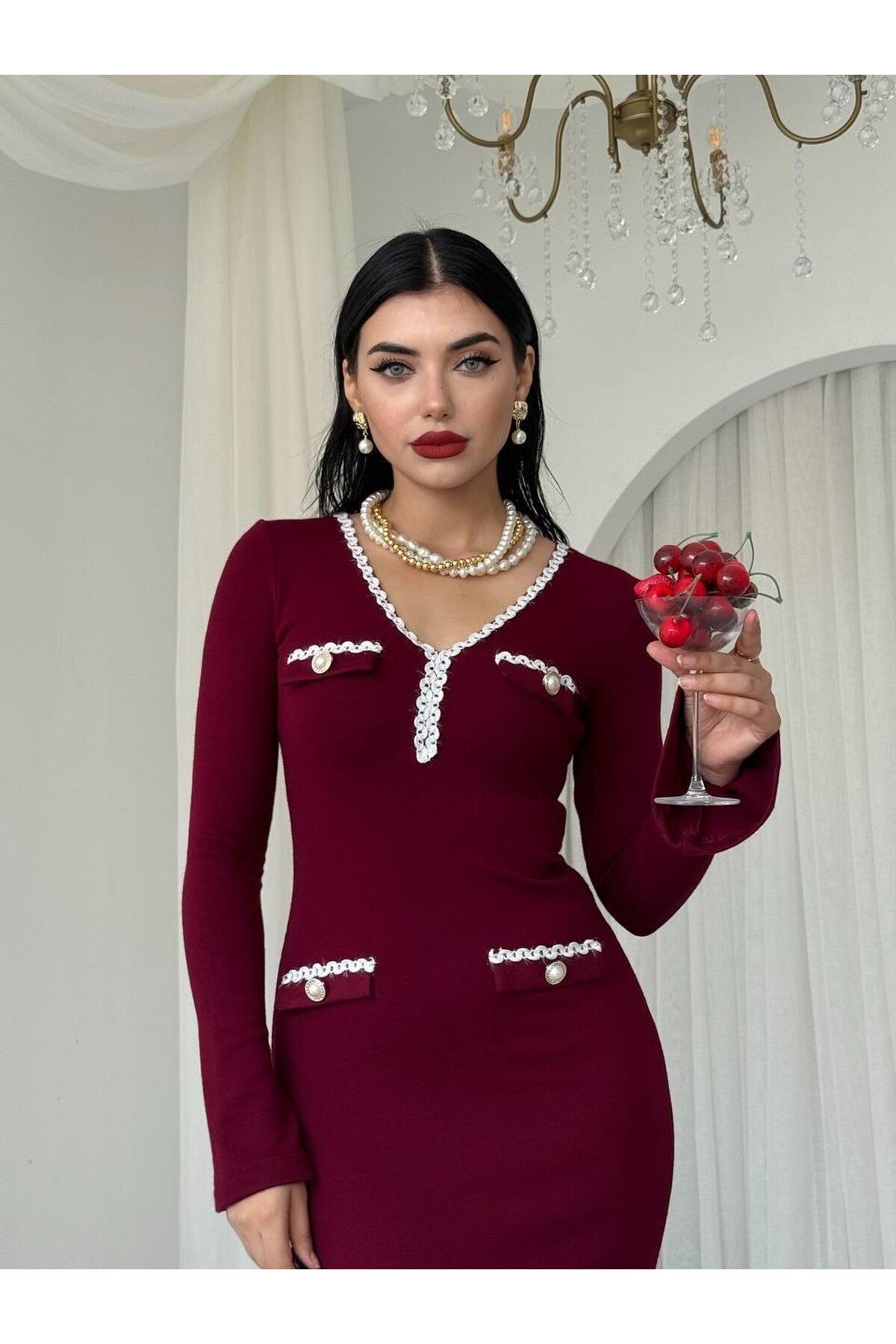 burgundy Dida Midi Dress