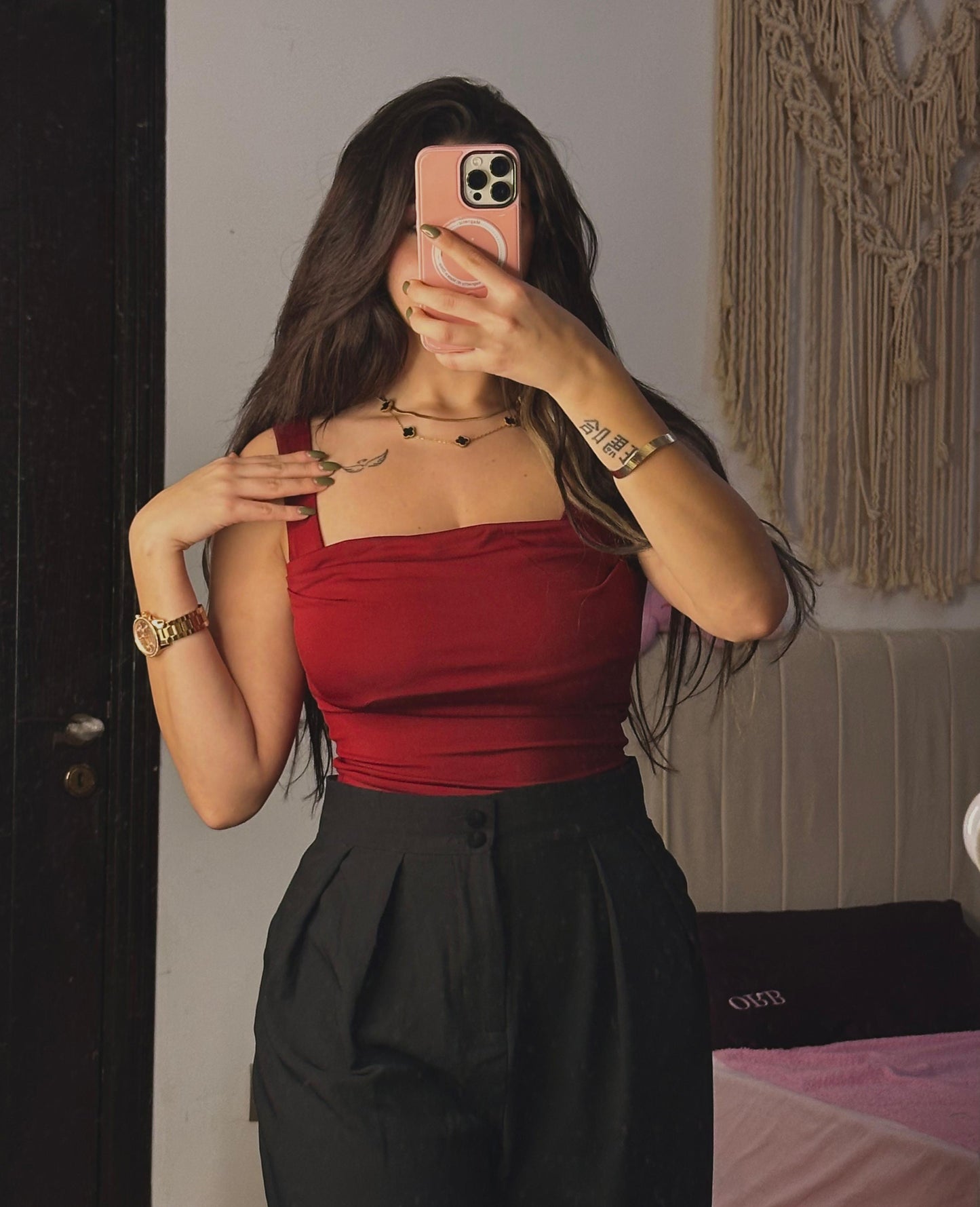 Dark Red Crop Top Sleeveless