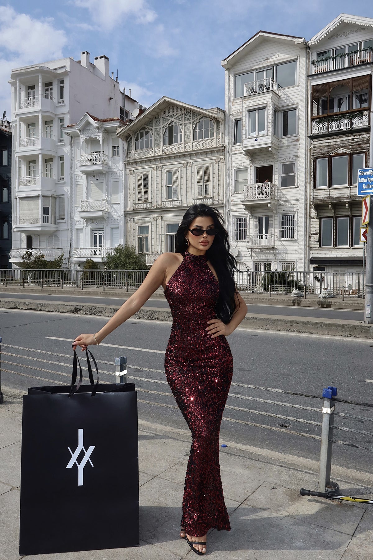 Fuchsia Shion Sequined Dress