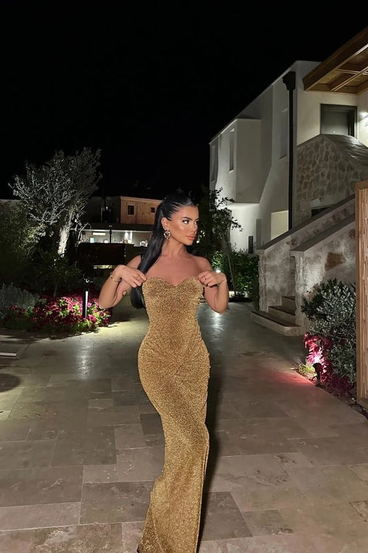 Gold Dianora Strapless Dress