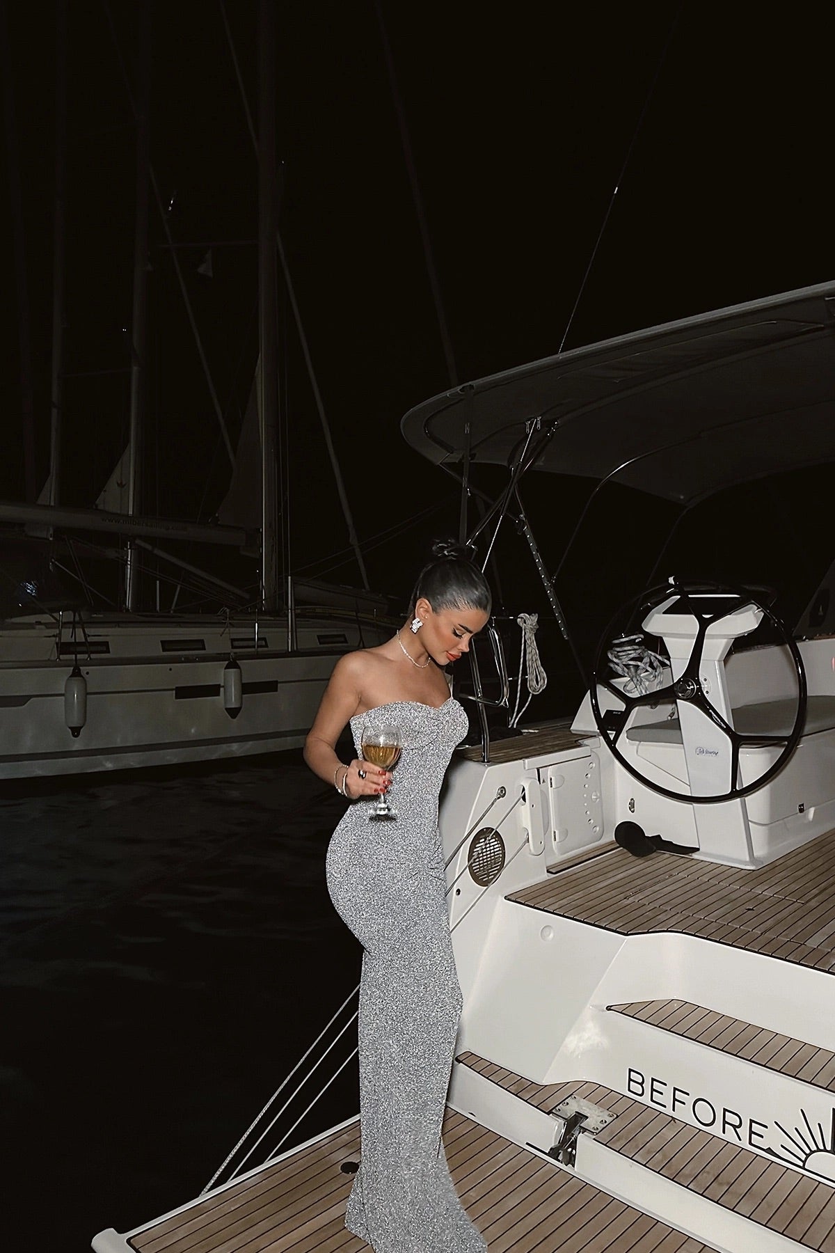 Gray Dianora Strapless Dress