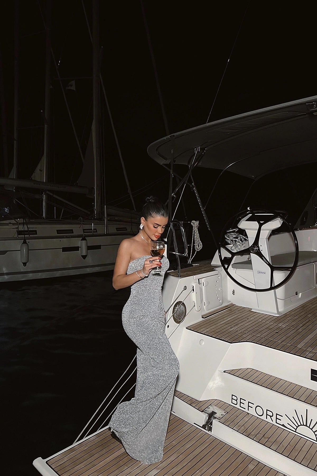 Gray Dianora Strapless Dress