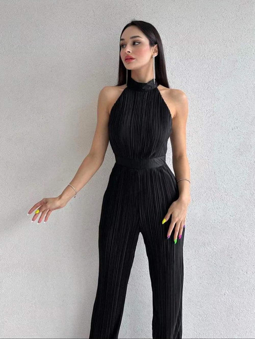 Black Ribbed Jumpsuit Lycra
