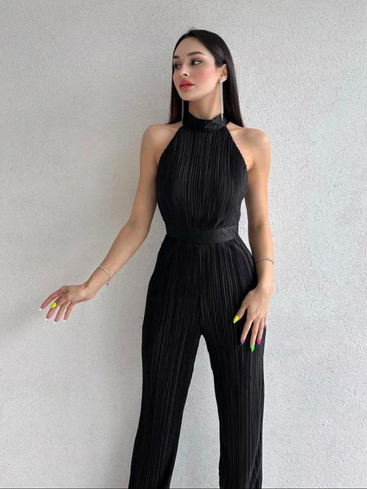Black Ribbed Jumpsuit Lycra