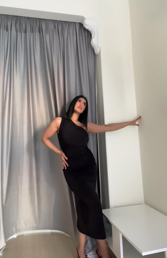 Black one shoulder dress