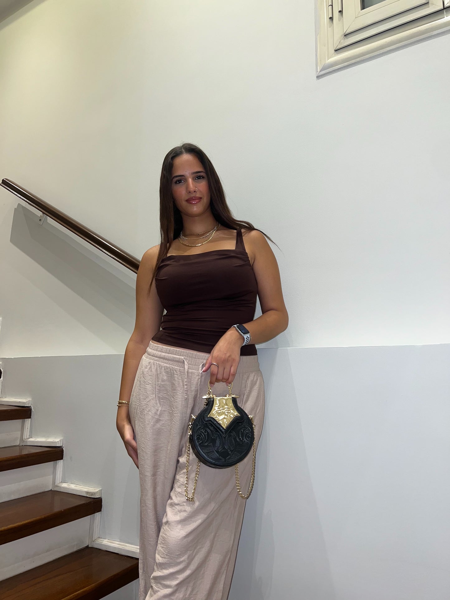 Brown Crop Top Sleeveless