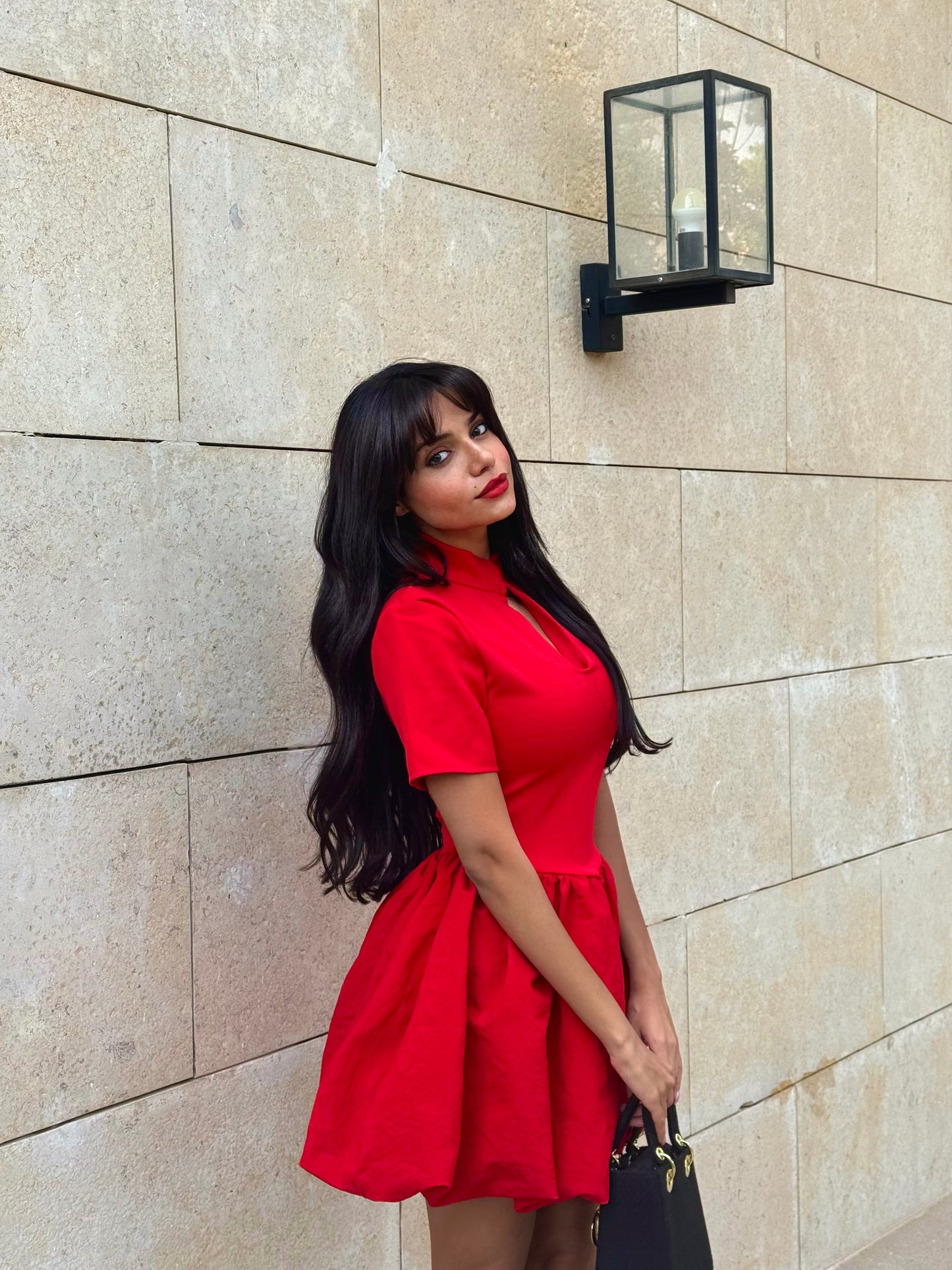 Red Window Detail Mini Dress