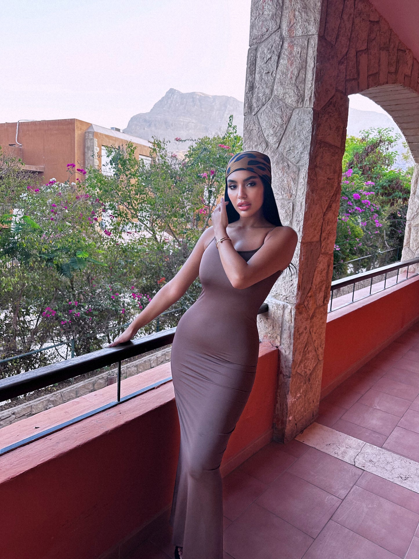 Brown  DRESS WITH ROPE STRAPS