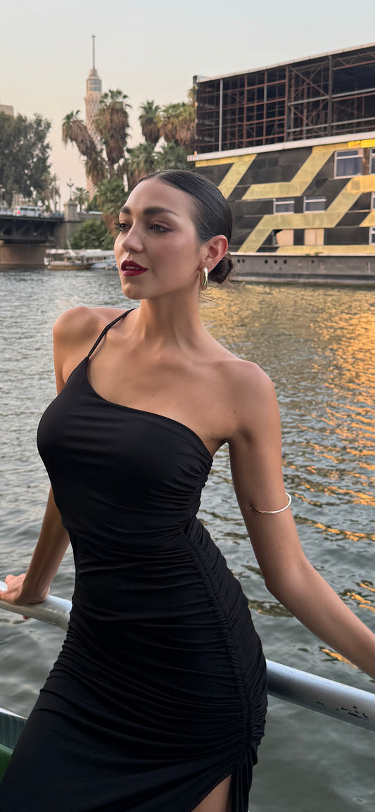 BLACK Deep Slit Dress