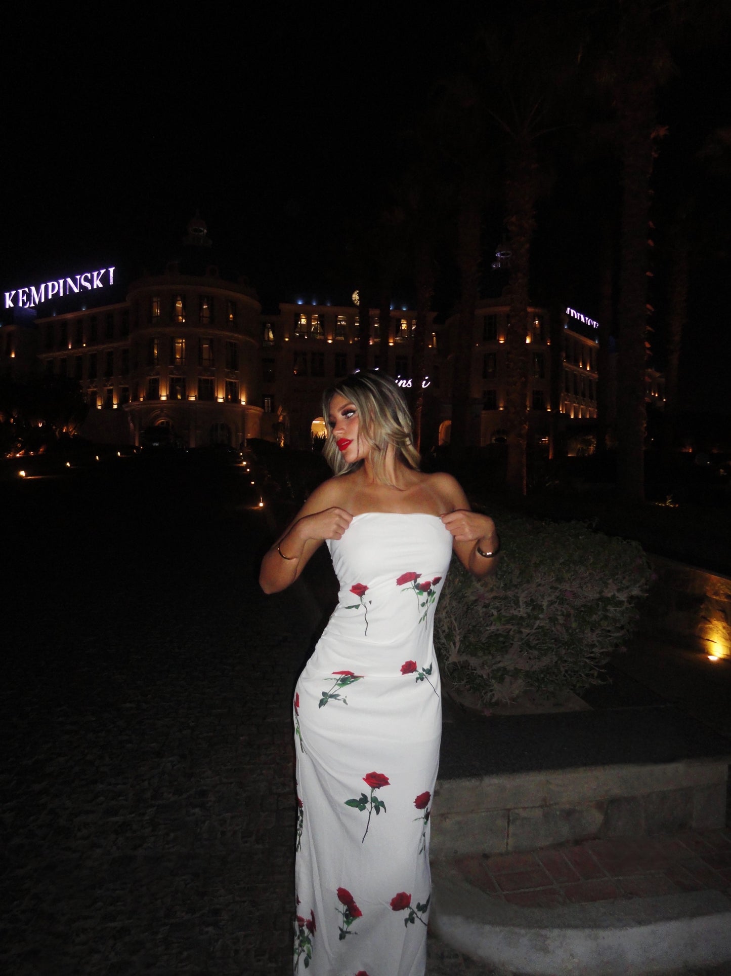 White Onella Rose Pattern Dress