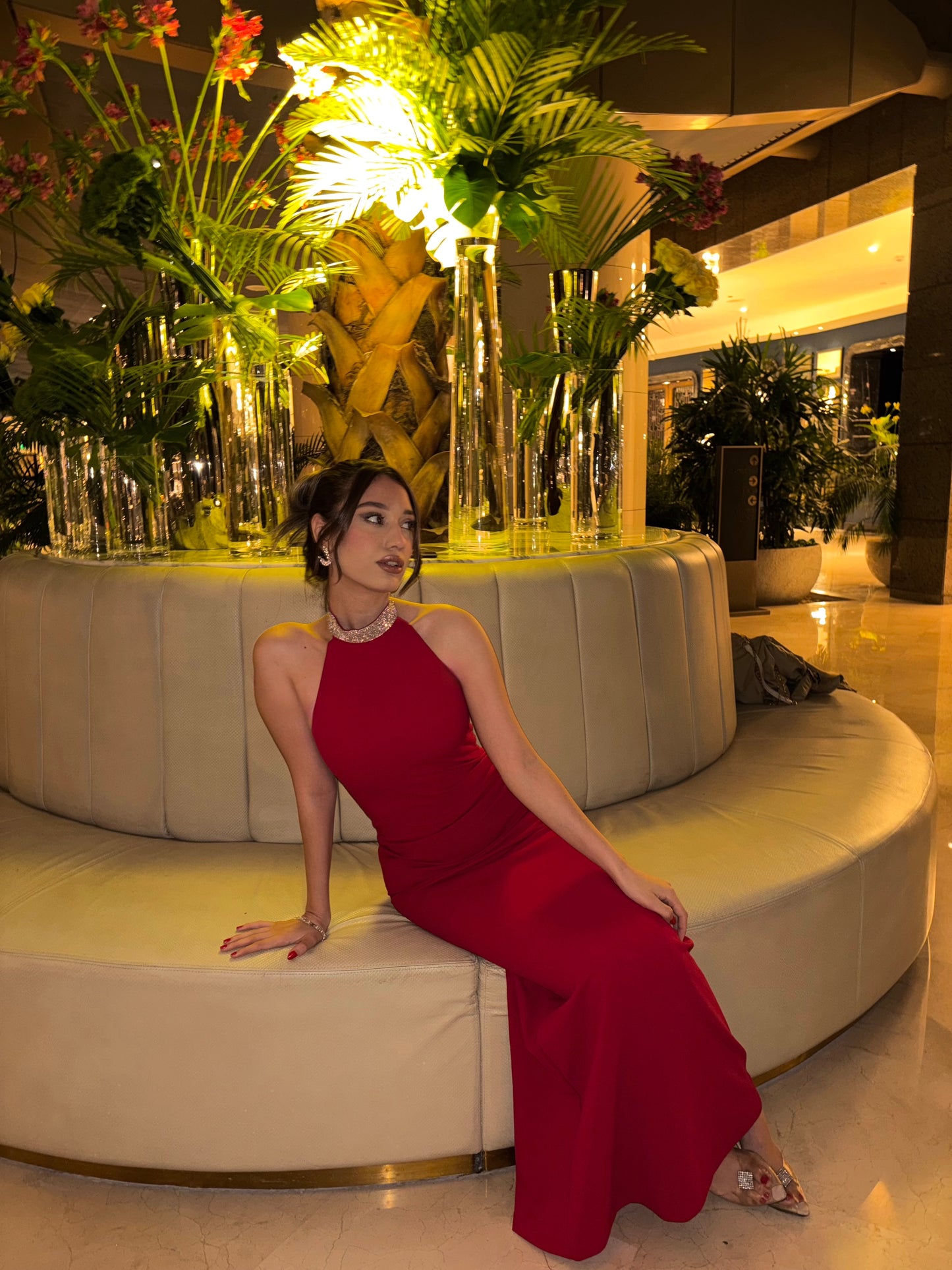Red Noah Stone Detail Long Dress