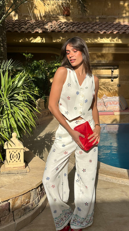 NEW Patterned Detail Soft Linen Set 2 pieces