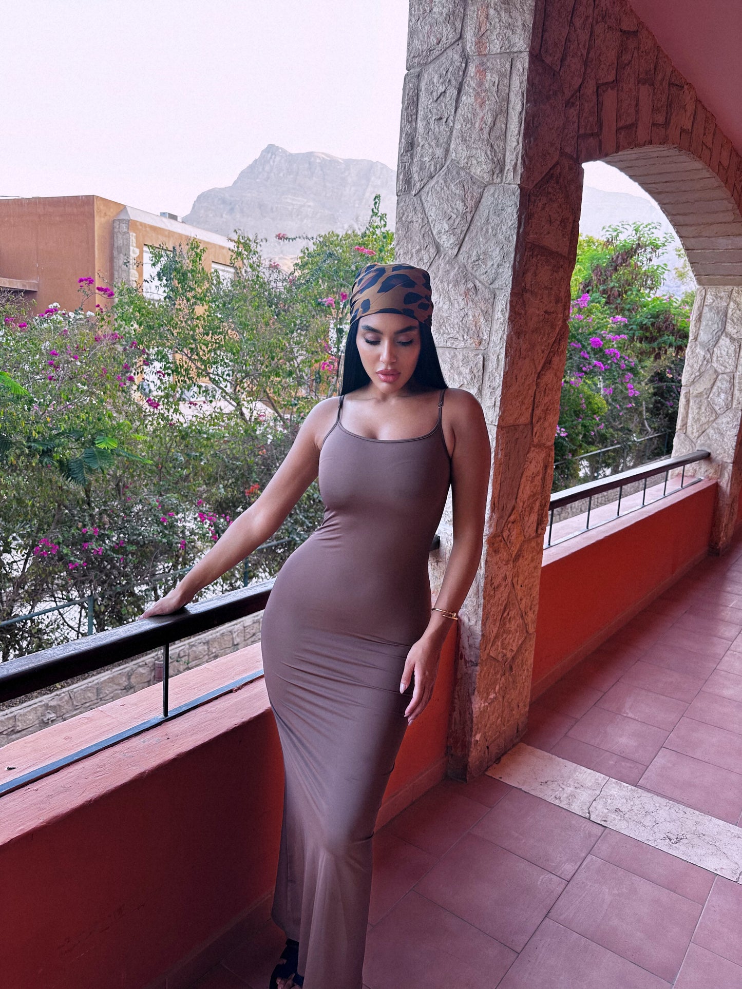 Brown  DRESS WITH ROPE STRAPS