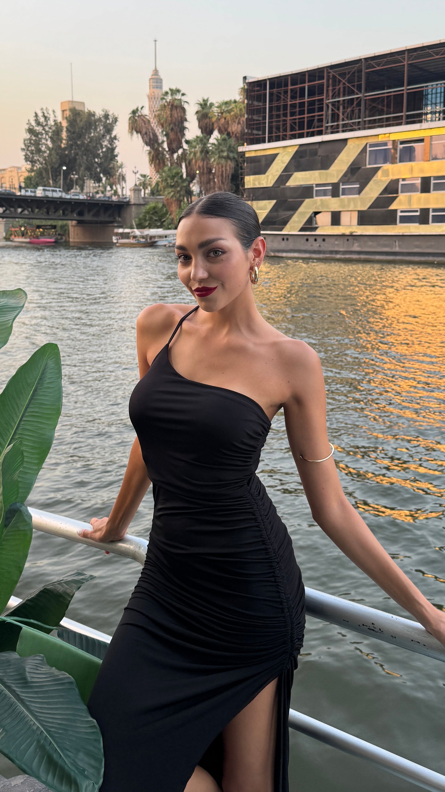 BLACK Deep Slit Dress